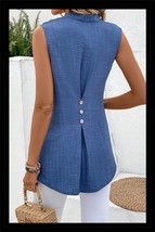 Ashleigh Blue Back Button Plain V Neck Sleeveless Top NEW - €23,02 EUR