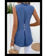 Ashleigh Blue Back Button Plain V Neck Sleeveless Top NEW - $36.91 CAD