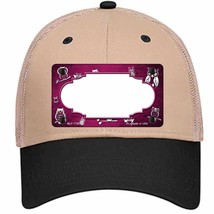 Pink White Owl Scallop Oil Rubbed Novelty Khaki Mesh License Plate Hat - £22.67 GBP