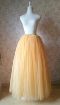 Apricot Tulle Maxi Skirt Women Plus Size Puffy Tulle Skirt Wedding Outfit image 4