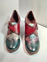 L&#39;Artiste Spring Step Multicolor Leather Floral Therise Ankle Booties Sz 38 - £28.59 GBP