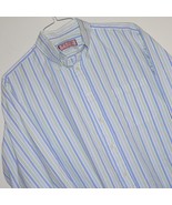 THOMAS PINK SHIRT ~ MEN&#39;S 16.5/35 &amp; 42/89 BLUE, WHITE &amp; PALE GREEN STRIP... - $33.24 CAD