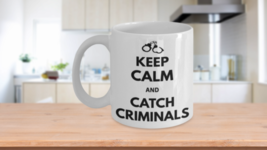 Police Mug Gift Keep Calm Catch Criminals Handcuffs Birthday Cop Fathers Day - £15.14 GBP
