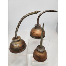 Vintage Lot of 3 Eagle Thumb Pump Metal Oil Cans W/Flex &amp; Straight Spout... - $71.76 CAD