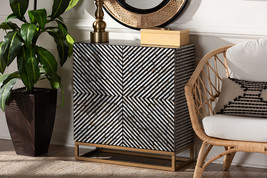 Eckhart Two-Tone Black and Gray Mother of Pearl and Gold Metal Storage C... - $6,537.03 MXN