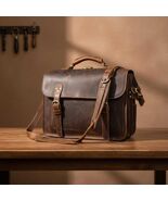 Vintage Crazy Horse Leather Briefcase 15.6 Inch Laptop Bag, Men's Busine... - $250.00