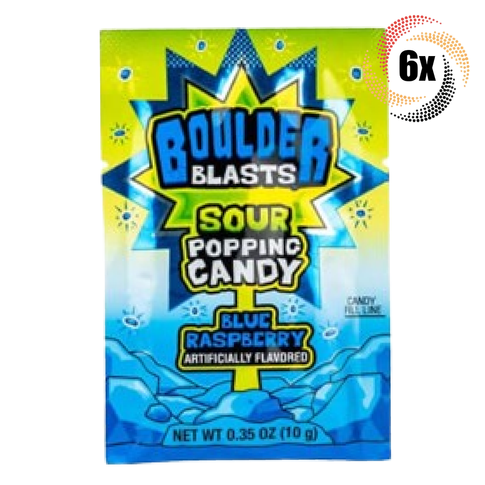 6x Packets Boulder Blasts Blue Raspberry Flavored Sour Popping Candy | .... - $10.27