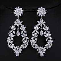 4 Ct Diamond Long Flower Simulated Earrings for Women  925 Silver Gold Plated - £93.85 GBP
