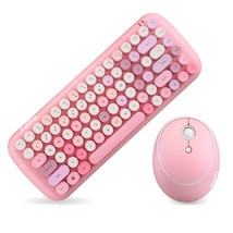 Candy Mini Wireless 2.4G Usb Keyboard Mouse Set Round Keycap Multi-Colour Cute L - £58.52 GBP