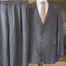 VTG Austin Reed 44L 34 x 34 2Pc USA MADE 100% Wool Dark Gray Check 2Btn Suit - £73.49 GBP