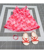 American Girl Truly Me Red Hearts Doll Dress Ruffle Pink Shoes Bracelet ... - £23.96 GBP