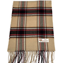 Winter 100%Cashmere Scarf Wrap Made In England Plaid Camel Black Red #10... - £15.76 GBP