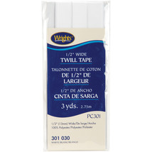 Wrights Twill Tape .5&quot;X3yd-White - $13.18
