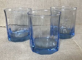 Vintage Anchor Hocking Clear Blue Water Drinking Glass Set Mid Century M... - $19.80