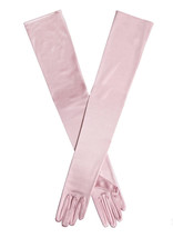 Bridal Prom Costume Adult Satin Gloves Lt Pink Solid Shoulder Length Party New - £9.84 GBP