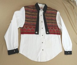 CircleT by Marilyn Lenox Vintage Cowboy Cowgirl Western Vest Shirt Size Medium - £32.06 GBP