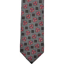 Ermenegildo Zegna Men&#39;s Silk Neck Tie Gray Red Geometric Pattern Made In... - £13.82 GBP