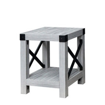 End Table MDF Steel Plaid Grey Oak - £77.49 GBP