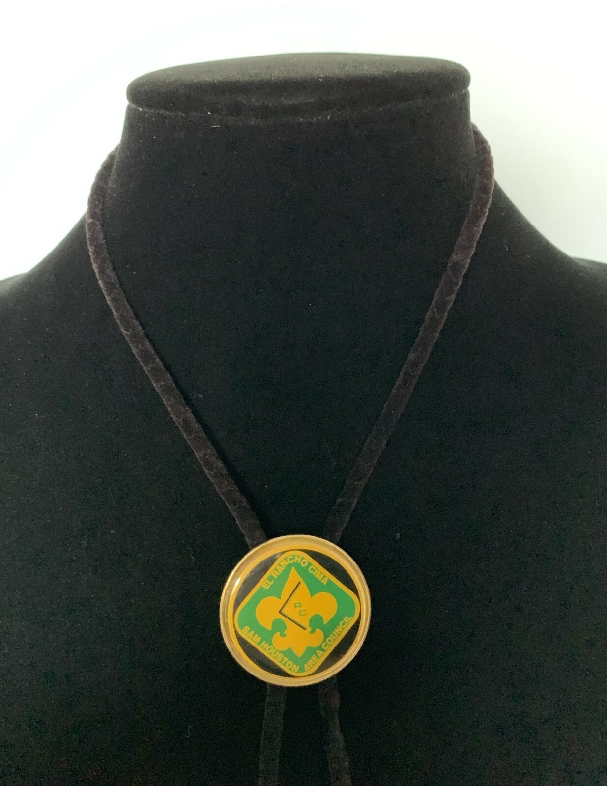 Vintage Sam Houston El Rancho Cima Council Boy Scout BSA Bolo Neckerchief Slide Item image 2