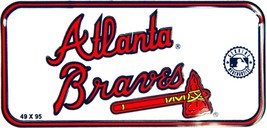 Atlanta Braves 3&quot; x 6&quot; Embossed Metal Novelty Bicycle Tag Bike Plate - £4.70 GBP