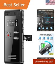 Long Battery Life 64GB Voice Activated Recorder with Password Protection - $39.00