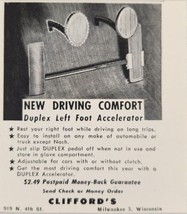 1954 Print Ad Clifford&#39;s Duplex Left Foot Accelerators Milwaukee,Wisconsin - £6.87 GBP
