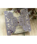 50pcs Light Purple Laser Cut Invitations cards Baptism Baby Shower invit... - $50.80