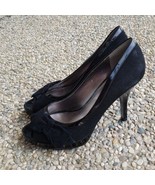 Marc Fisher Pumps - Black Bow Open Toe High Heels - Size 8.5 - £19.65 GBP