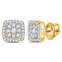 14kt Yellow Gold Womens Round Diamond Square Cluster Earrings 1-1/4 Cttw - £1,100.47 GBP
