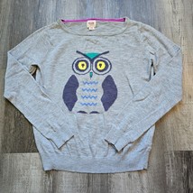 Mossimo Sweater Womens Size Medium Owl Graphic Print Grey Fun Animal Bird - £15.64 GBP