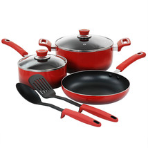 Oster 7 Piece Non Stick Aluminum Cookware Set in Red - $142.99