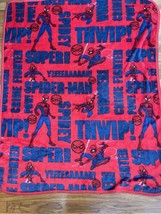 Spider-Man Plush Throw Blanket Red Blue Marvel Rare 48x37 In - £10.19 GBP