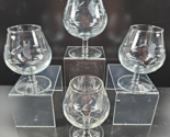 4 Princess House Heritage Brandy Glasses Set Clear Floral Etch Bar Stemw... - $31.65