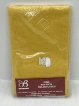Vintage Bibb Standard Set Of 2 Pillowcases No-Iron 20” X  26” Gold/Yellow - $14.20
