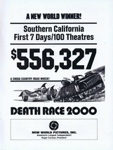 Death Race 2000 1975 ORIGINAL Vintage 9x12 Industry Ad Roger Corman - £38.94 GBP