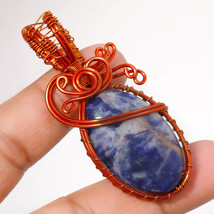 Sodalite Gemstone Handmade Wire Wrapped Handcrafted Pendant Copper 2.50&quot; SA 1419 - £4.00 GBP