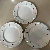 Spode BAKING DAYS SALAD PLATE WHITE w/ Multicolor Polka Dots - $44.27