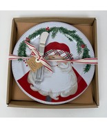 Mud Pie Santa Cheese Plate Set Holly &amp; Berries 8-1/2&quot; - $276.80 MXN
