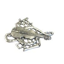 Pewter Tone Musical Note Violin Brooch Pin Spoon IGA 4029 PWT on back - £12.35 GBP