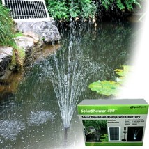 Solar Powered Water Garden Pond Feature Pump, 105GPH Battery backup w/LED Lights - £152.83 GBP