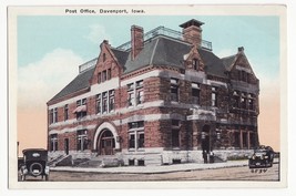 DAVENPORT IOWA ~ US POST OFFICE BUILDING ~ c1920s vintage postcard ~ IA - $3.95