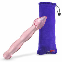 LeLuv Dildo Pink Glass Wavy Wand Swirled Pointed Head with Premium Padded Pouch - £23.49 GBP