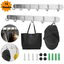 12 Hooks Wall Mount Key Bag Towel Rack Hanger Holder Coat Robe Hat Clothes Rack - £19.17 GBP