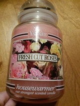 Yankee Candle Housewarmer Fresh Cut Roses Scented Candle Black Band Jar 22oz NEW - £71.05 GBP