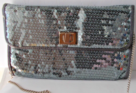 MURVAL Embellished Sequins Silver-Gray SHOULDER BAG PURSE - £3.82 GBP