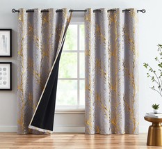 For Bedrooms And Living Rooms, Fmfunctex Branch Grey Blackout Curtains 63Inch - £36.83 GBP
