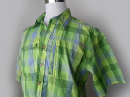 PACIFIC TRAIL Men Size M Short Sleeve Shirt Ventilation Back Green Plaid... - £30.87 GBP