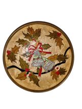 Vtg Painted Christmas Bells Cloisonné Style Enamel Brass Footed Trinket ... - $15.41 CAD