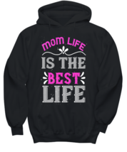 Mom Hoodie. Mom life is the best life. Black-Hoodie  - £25.94 GBP