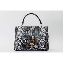 The Venezia Black & White Leather Handbag image 4